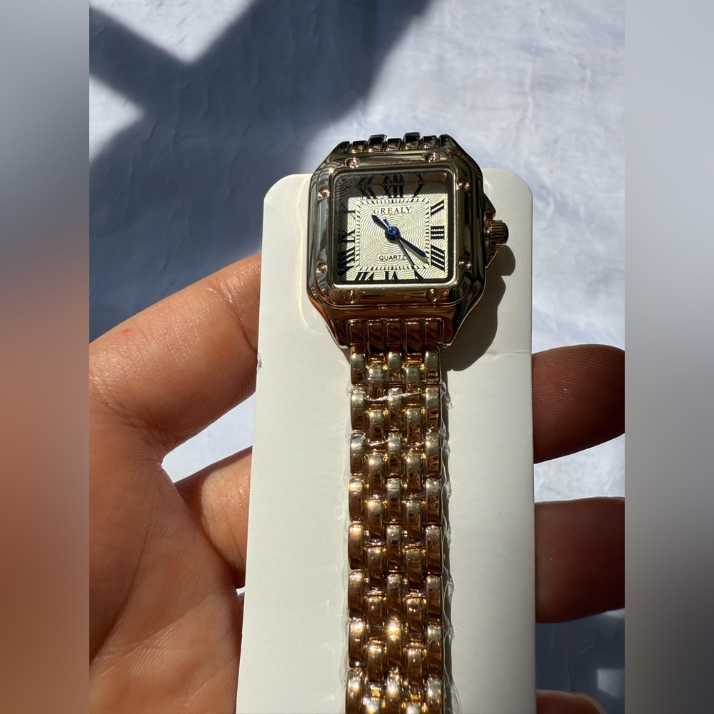Panthere Classic Rectangle Stainless Steel Gold Watch - Picture 11 of 16